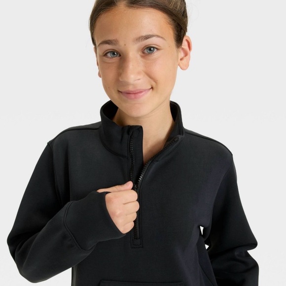Girl’ Airy Piped Sleek 1/2 Zip Pullover Sweatshirt- All in Motion XL(14) NWT - Picture 3 of 6
